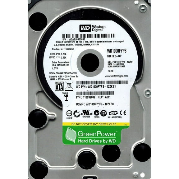 Western Digital WD1000FYPS-12ZKB1 1TB DCM: HBRCNV2ABB