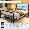 thumbnail image 2 of Homall Queen Size Bed Frame Classic Metal Platform Bed Frame with Charging Station & LED, Victorian Style Iron-Art Headboard/Footboard, Under Bed Storage, No Box Spring Needed, Noise Free, Black, 2 of 9