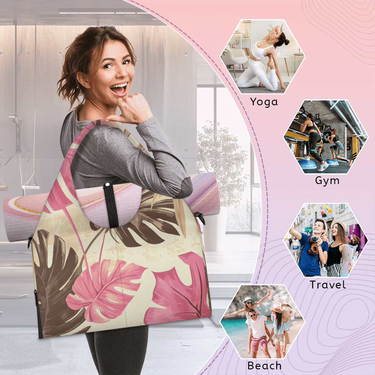 Multi-Functional Gym Bag with Shoe Compartment Duffel Bag for Yoga, Travel, Sports, and Work Fits Yoga Mat