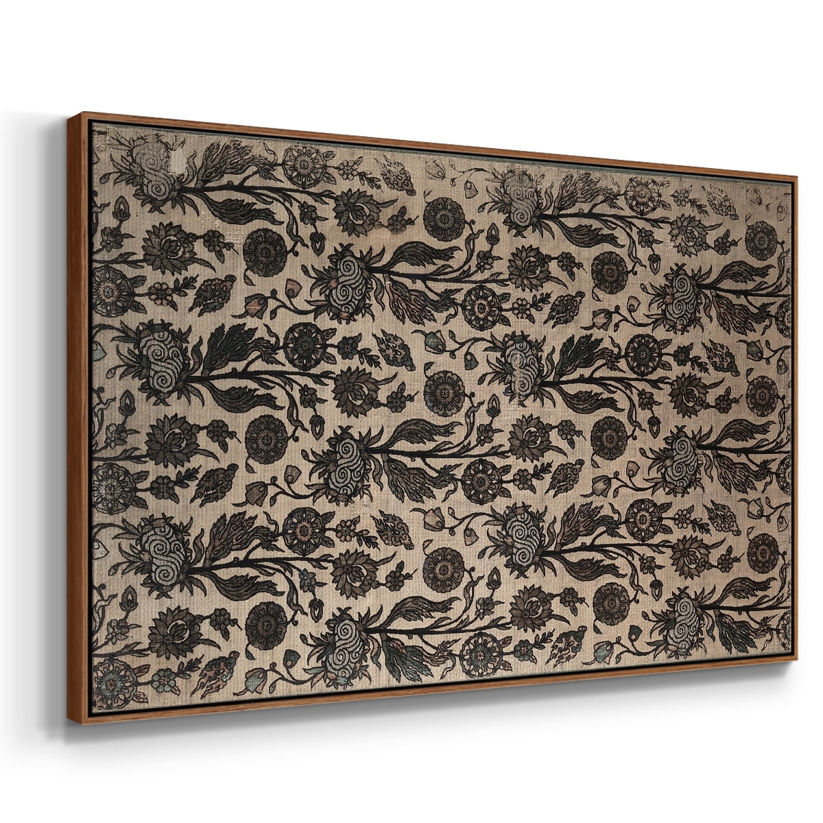 Vintage Abstract Print-XXXII Framed in Walnut Wood Gallery Wrapped Canvas 17 in. x 25 in.