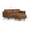 thumbnail image 5 of Simpli Home Morrison Mid-Century Modern 89 inch Wide Sofa with Ottoman Set in Caramel Brown Genuine Leather, 5 of 21