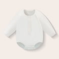 thumbnail image 2 of Ulanda Baby Boy Button Down Shirt Newborn Solid Color Long Sleeve Romper Bodysuit (White, 6-12 Months), 2 of 6