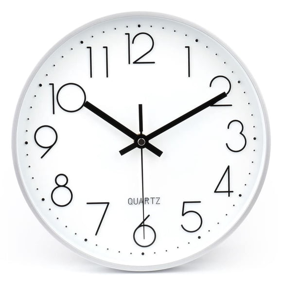 Reloj de pared jomparis plateado de 25 cm, funciona con pilas y silencioso