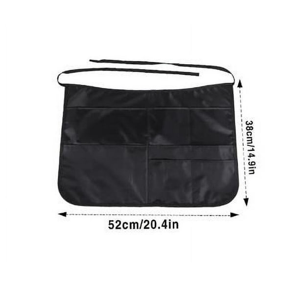 EXHUMKY BERTDOMD Professional Barber Apron with Multi Pockets, Adjustable Tie Back, Black Polyester for Hair Styling and Housekeeping