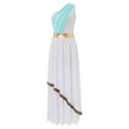 thumbnail image 3 of Eandarui Womens Halloween Ancient Greek Costume One Shoulder Vintage Trim Roman Toga Dress Light Blue S, 3 of 6