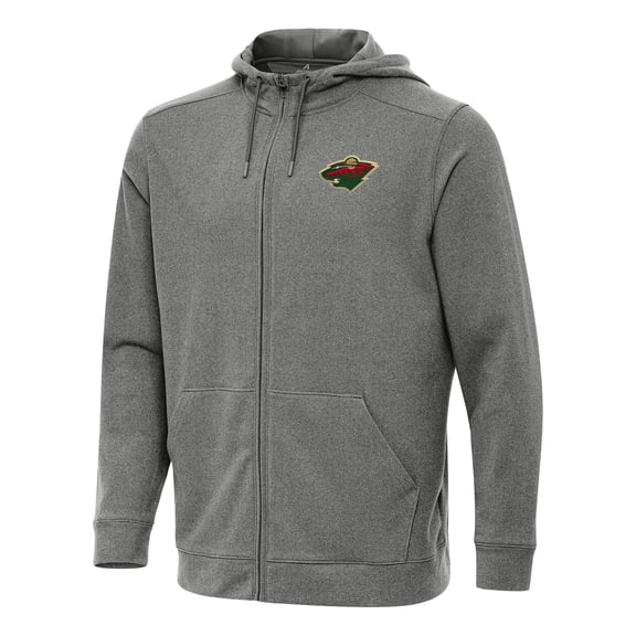 Men's Antigua Heather Black Minnesota Wild Effortless Full-Zip Hoodie Jacket