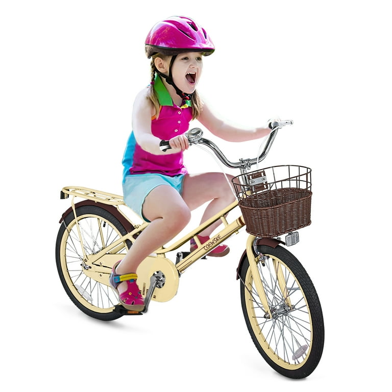 Coewske 20 inch Kids Bike Boys Girls Bicycle with Hand Brake and Kickstand Yellow