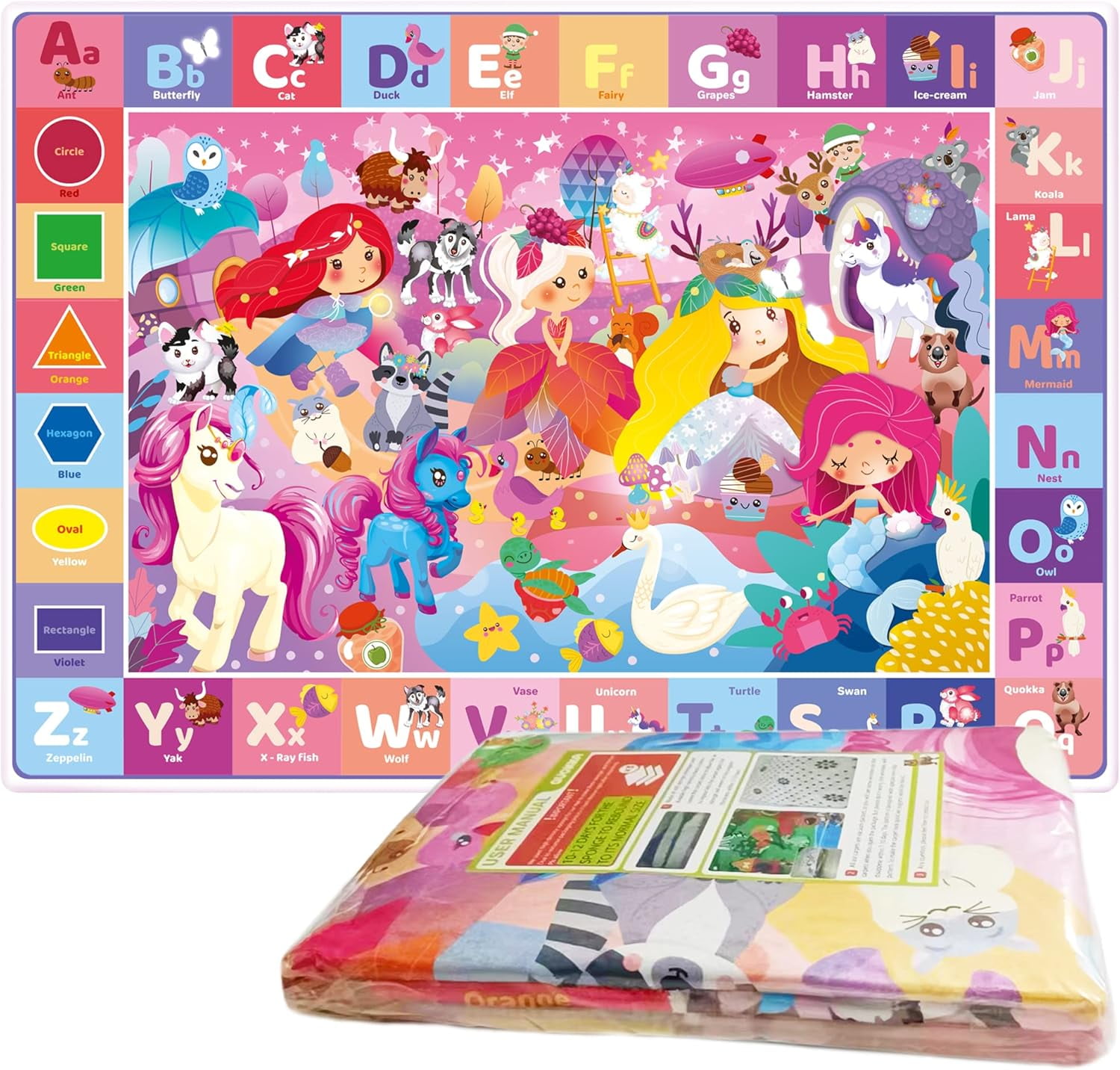 Quokka Non-slip Educational Crawling Play Mat for Babies and Toddlers - Soft Plush Alphabet Mat