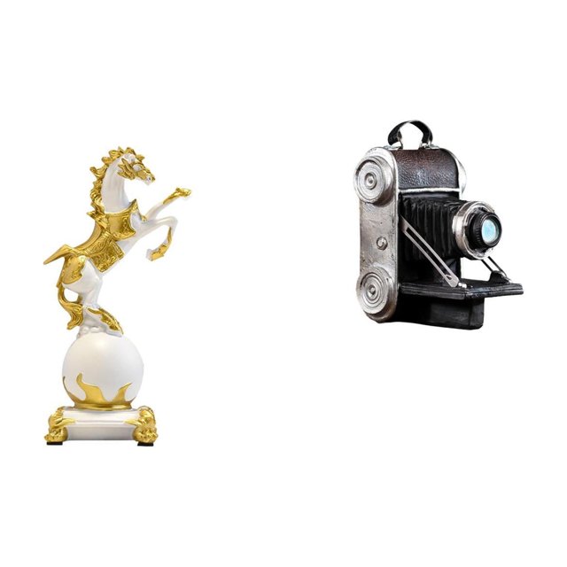 Figura de escritorio,Estantería con estatua de caballo para escritorio,oficina y decoración del hogar.,Estatua de cámara,Figura coleccionable de modelo de estatua de cámara,Escaparate de