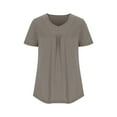 thumbnail image 6 of Summer Savings Clearance UPPADA Womens 2 Piece Outfits for Summer Lounge Sets V-Neck Short Sleeve Shirts Pleated Tops Straight Capri Pants With Pockets Womens 2 Piece Outfits for Summer, 6 of 7