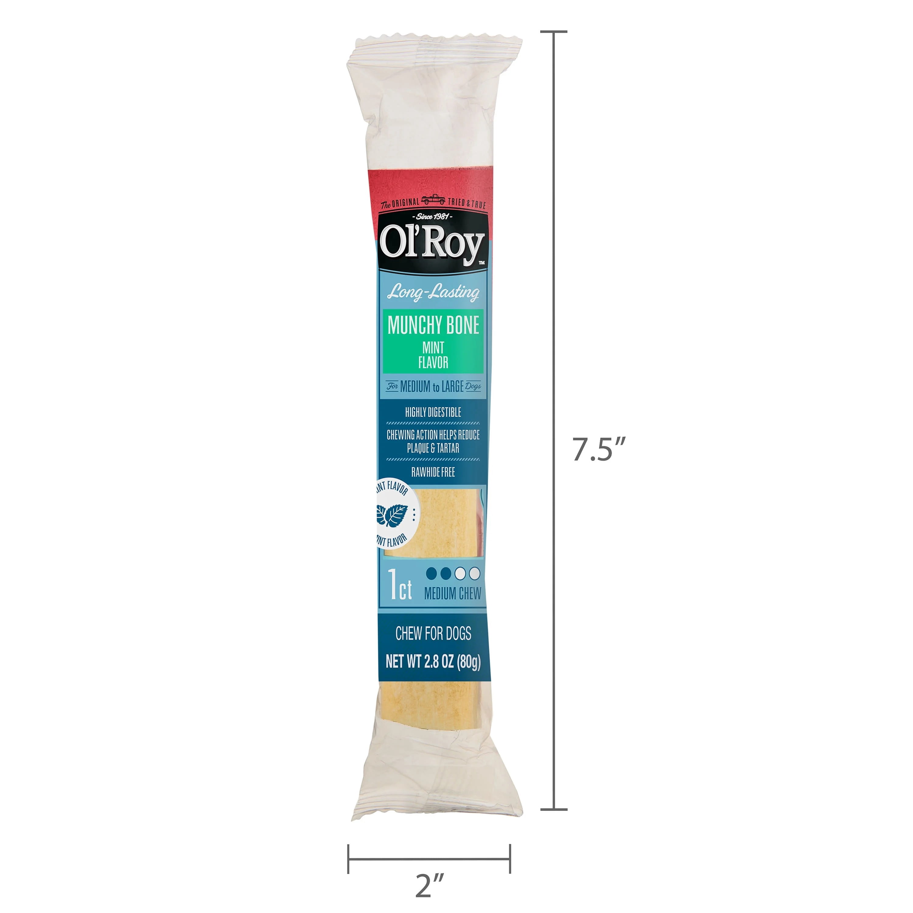 (6 pack) Ol' Roy Munchy Bone Mint, 2.8 oz, 1 Count