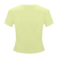 thumbnail image 5 of Hauaitttt Women's Casual Basic Going Out Crop Tops Slim Fit Short Sleeve Crew Neck Tight T Shirts 2025 Womens Solid Tee Shirts Women Undershirt Womens Active Short Sleeve Womens Short Sleeve T Shirt, 5 of 5