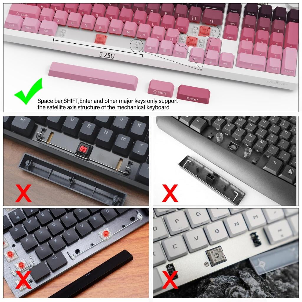 WE-POLUJ MOA Height Keycaps 132Piece Heat Sublimated Color Strawberry Kitten Keycaps Set Customization for Mechanical Keyboards