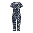 thumbnail image 7 of Riecok Sleep Sets for Women Plus Size with Robes V-Neck Soft Pockets Spring Casual Pajamas Loose Sexy Cozy Sleepwear for Women Home Party Comfywear Sleep Set Trendy Clothes Sleepwear 2 Piece Blue 2XL, 7 of 7