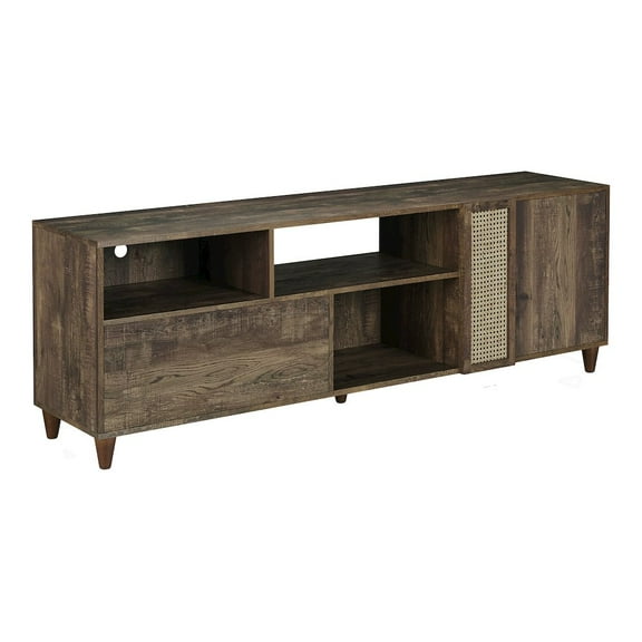 Furniture of America Estel Rustic Wood Storage 70-Inch TV Stand in Reclaimed Oak