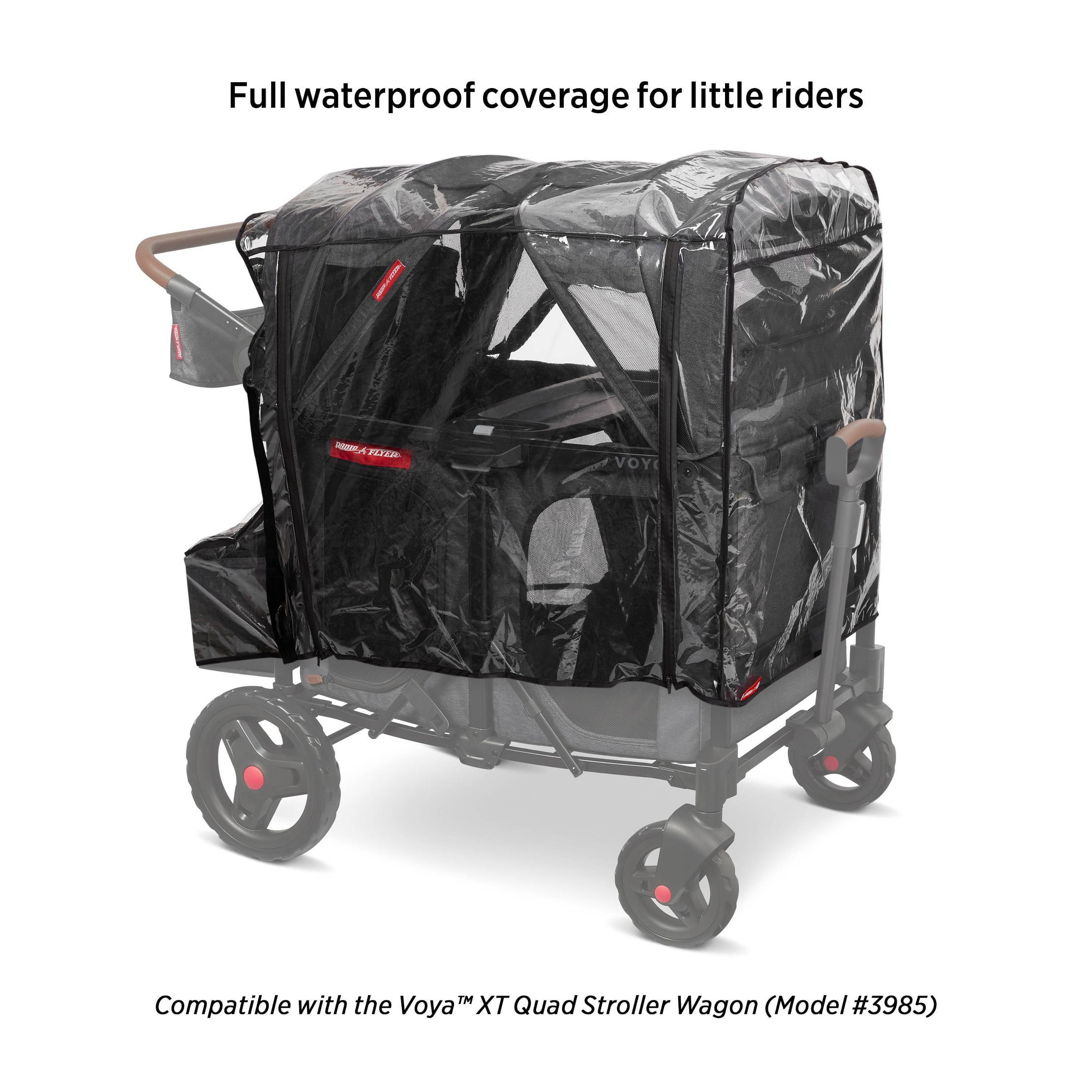 Rain Cover with Bag for Voya XT Quad Stroller Wagon - Clear/Black