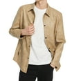 thumbnail image 1 of LOVZFMLL Jackets for Men Man Solid Color Button Washed Leather Jacket Lapel Coat, 1 of 5