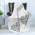 thumbnail image 4 of Music Soft Flannel Fleece Throw Blanket, Big Abstract Musical Note Smaller Ones Heart Shape Details Love of Art, Cozy Plush for Indoor and Outdoor Use, 50" x 70", Black and White, by Ambesonne, 4 of 5