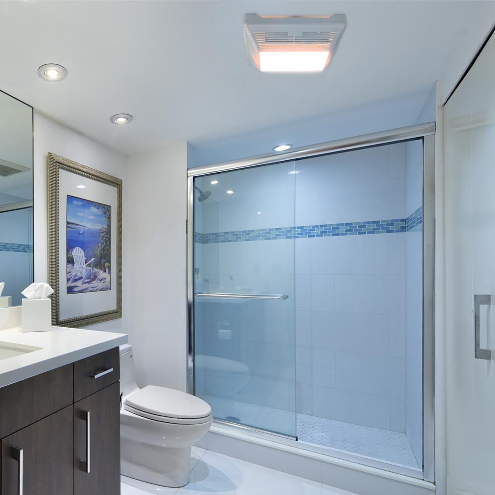 Luvoni 90 CFM Bathroom Exhaust and Ventilation Fan with Light - 1 Sone Quiet Noise Free Operation, Ceiling Mounted Ventilator with Built-in LED Light and White Grill, by Maxxima