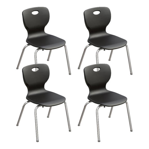 Correll CSC 18" Classic Metal/Plastic Stacking Student Chair - Black (Set of 4)