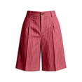 thumbnail image 3 of Kaemgyyd Knee Length Bermuda Shorts for Women Striped Dressy Casual Shorts High Waisted Wide Leg Shorts with Button Pockets, 3 of 4