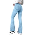 thumbnail image 6 of Miqool Women's Flared Jeans High Waisted Stretchy Bell Bottom Tummy Control Wide Leg Straight Denim Pants, 6 of 8