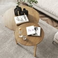 thumbnail image 6 of Nathan James Kendall Round Nesting Living Room Coffee Table Set of 2, Stalking Accent Tables with Wire Brushed Finish, Light Brown, 6 of 7