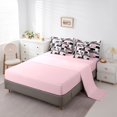 thumbnail image 4 of Castle Fairy Mid Century Block Print 7-Piece Twin Bedding,Minimalism Square Motif Bedding Comforter Set,Pink Black Gray,Reversible, 4 of 7