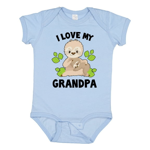 Inktastic Cute Sloth I Love My Grandpa with Green Leaves Boys or Girls Baby Bodysuit