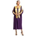 thumbnail image 2 of Linjinx Unisex Adult Choir Robe for Baptism V-neck Long Sleeve Color Block Zipper Gown Purple M, 2 of 7