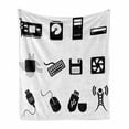 thumbnail image 1 of Programmer Soft Flannel Fleece Throw Blanket, Computer Technology Internet Themed Keyboard Hard Disk Mouse Devices, Cozy Plush for Indoor and Outdoor Use, 50" x 70", White Charcoal Grey, by Ambesonne, 1 of 6