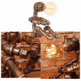 thumbnail image 4 of Lampe de Table Vintage Rétro Industrielle Tuyaux d'Eau en Fer Lampe Robot Lumière de Bureau, 4 of 9