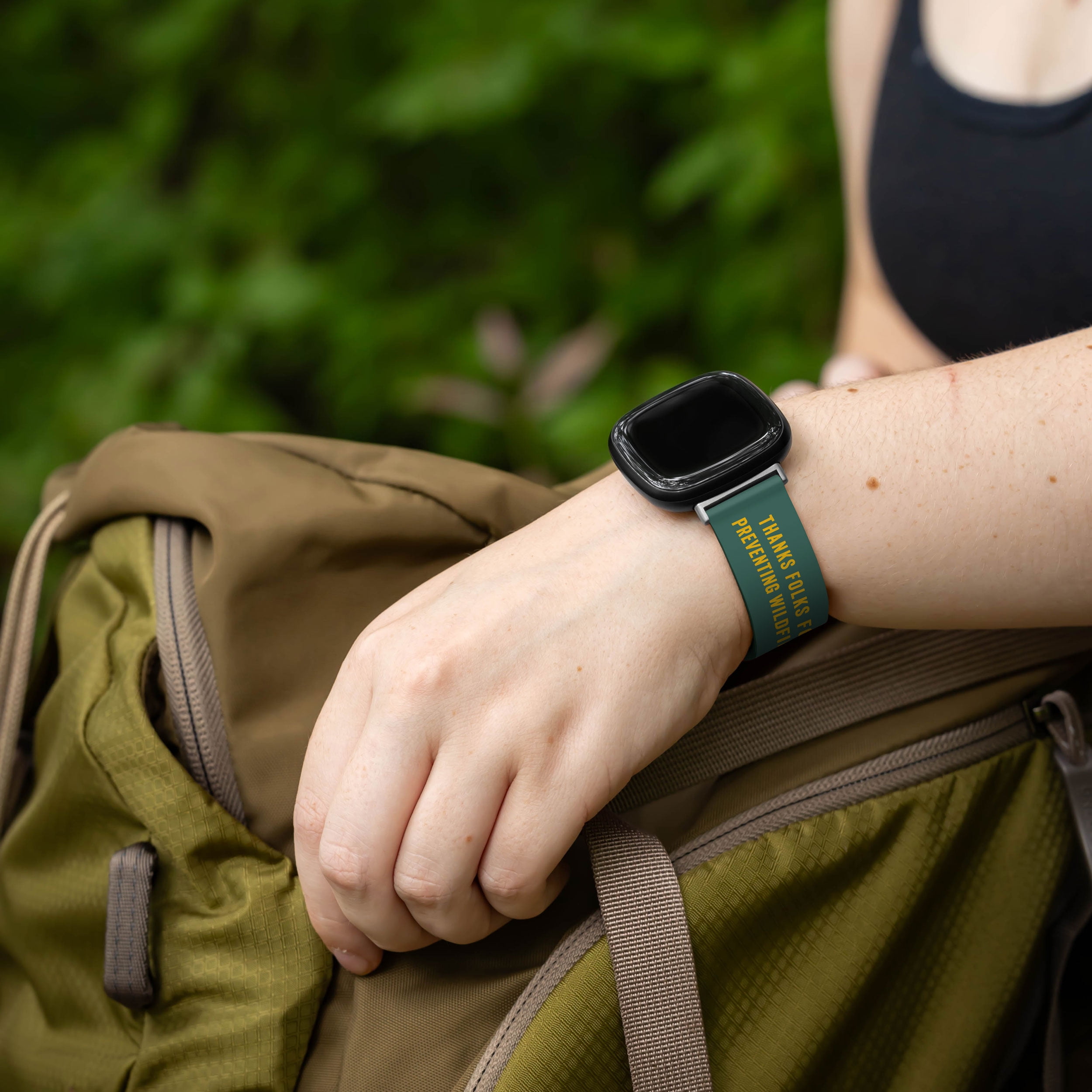 Smokey Bear HD Watch Band for FitBit Versa 3 & Sense (20mm Short Thanks Folks) by Affinity Bands