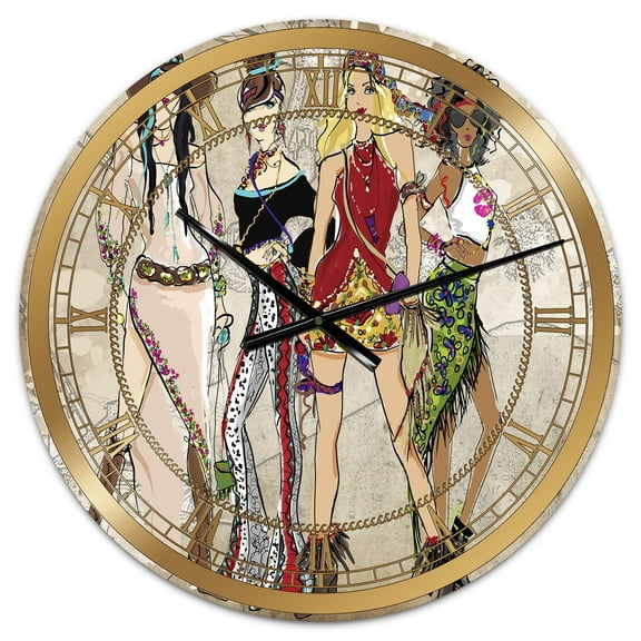 Designart Oversized Multicolor Analog Round Modern Wall Clocks, CLM25464-C23