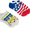 Gray & Red & Yellow & Blue, variant on Mickey & Minnie Americana Women's No Show Socks, 2-Pack
