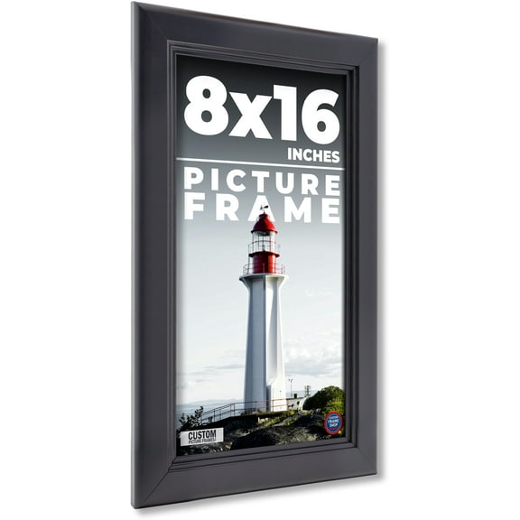 8x16 - 8 x 16 Contemporary Black Solid Wood Frame with UV Framer's Acrylic & Foam Board Backing -