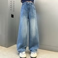 thumbnail image 6 of XQYLOS Girls Baggy Straight Leg Jeans Elastic Waist Denim Pants Distressed Hi𝗉 Ho𝗉 Loose Fit Casual Trousers with Pockets, 6 of 9