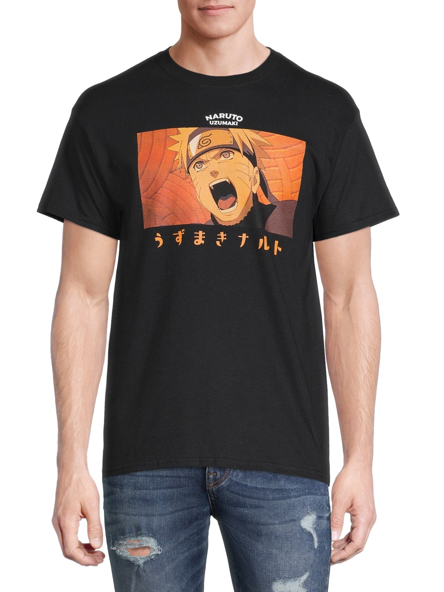 Naruto Men's & Big Men's Uzumaki Anime Graphic Tees Shirts, 2-Pack, Sizes S-3XL, Naruto Anime Mens T-Shirts