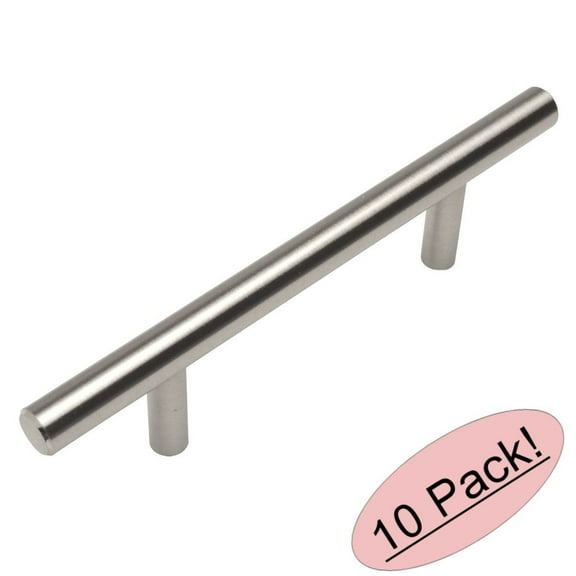 Cosmas 404-030SN Satin Nickel Solid Steel Construction 3/8 Inch Slim Line Euro Style Cabinet Hardware Bar Pull - 3" Hole Centers - 10 Pack