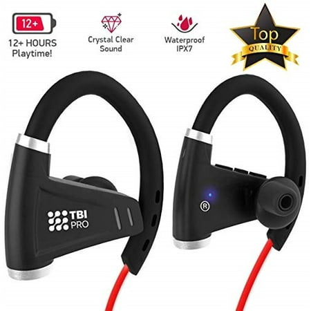 bluetooth headphones w/ 12+ hours battery - best workout wireless sport earphones w/mic - ipx7 waterproof music earbuds for gym