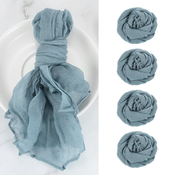 Uxcell 6Pcs Cheesecloth Napkins, 20x20 Inch Blue Rustic Dinner Napkins for Wedding Table Decor