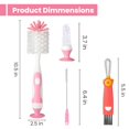 thumbnail image 2 of 4-in-1 Baby Bottle Brush Set, Including Nylon Bottle Brush, Cap, Straw, Nipple Brushes, BPA-Free (Pink), 2 of 8