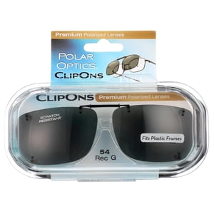 Polar Optics Clip-On Rectangle Sunglasses, Gray