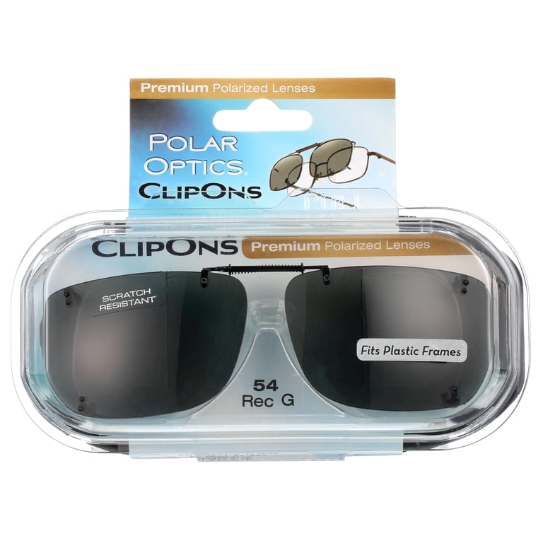 Polar Optics Clip-On Rectangle Sunglasses, Gray photo 1