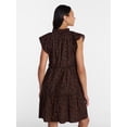 thumbnail image 3 of Time and Tru Women's and Women's Plus Tiered Cotton Mini Dress with Flutter Sleeves, Sizes XS-4X, 3 of 5
