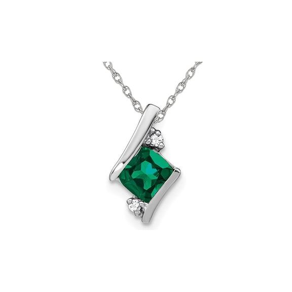 1/2 Carat (Ctw) Lab-Created Emerald Pendant Necklace in Sterling Silver with Chain for Women