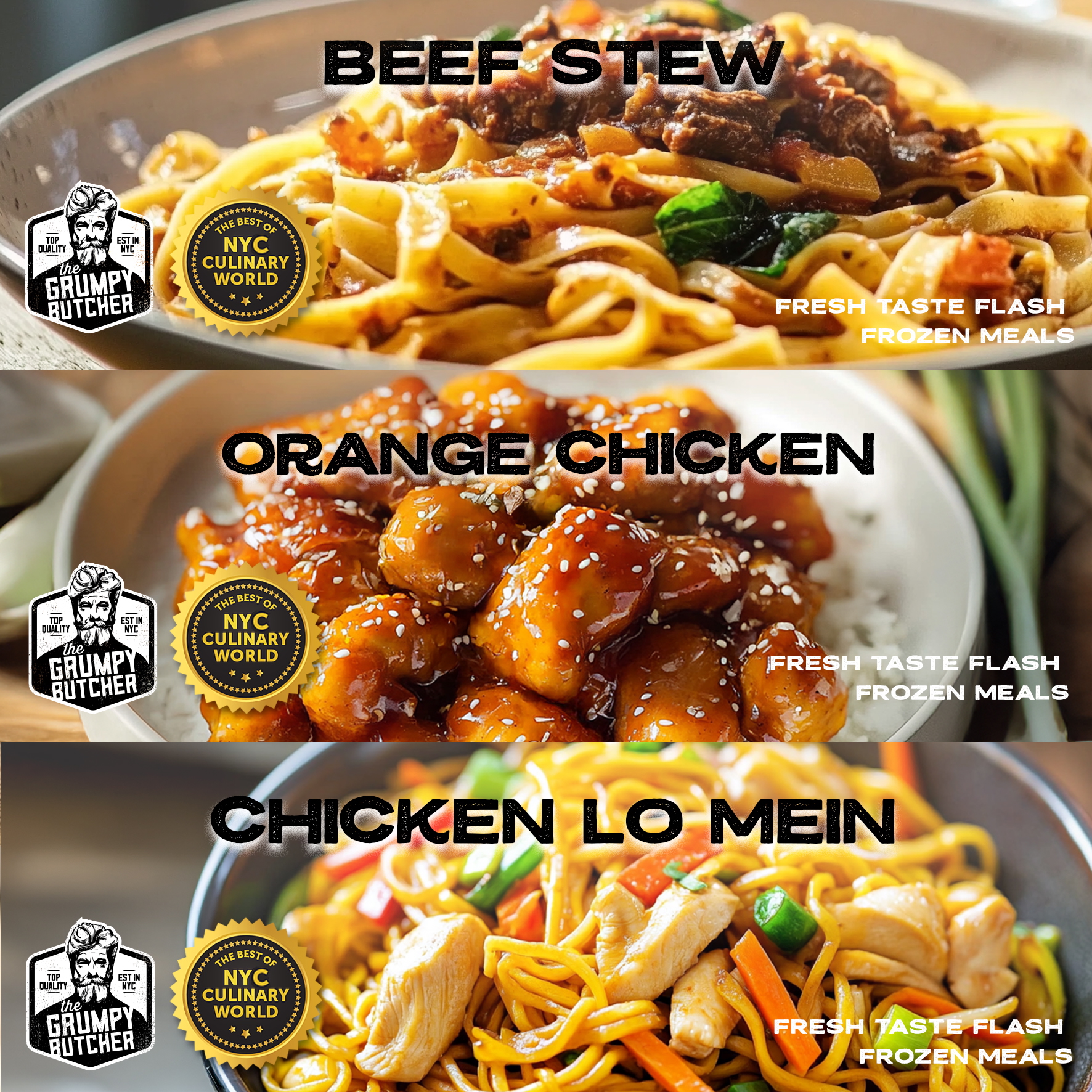 Grumpy Butcher Premium Meals East and West Sampler Set, 6 ct, 12 oz tray