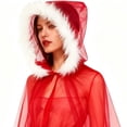 thumbnail image 3 of Red Tulle Cape, Women Tulle Hooded Cape Adult Full Length Sheer Cape Vampire Elf Robe Veil Clothing Cloak, 3 of 7