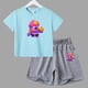 thumbnail image 3 of Conjunto de ropa de verano para niñas y adolescentes, camisetas y pantalones cortos de Anime de lucha para niños y niños, traje de 2 piezas, atuendo informal para niños, chándal, 3 of 5