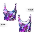 thumbnail image 5 of Haiem Flying Butterflies Pattern Womens Sports Bra - U Neck Padded Low Impact Yoga Bra Workout Crop Top Gym Moisture-Wicking Workout Vest -, 5 of 9